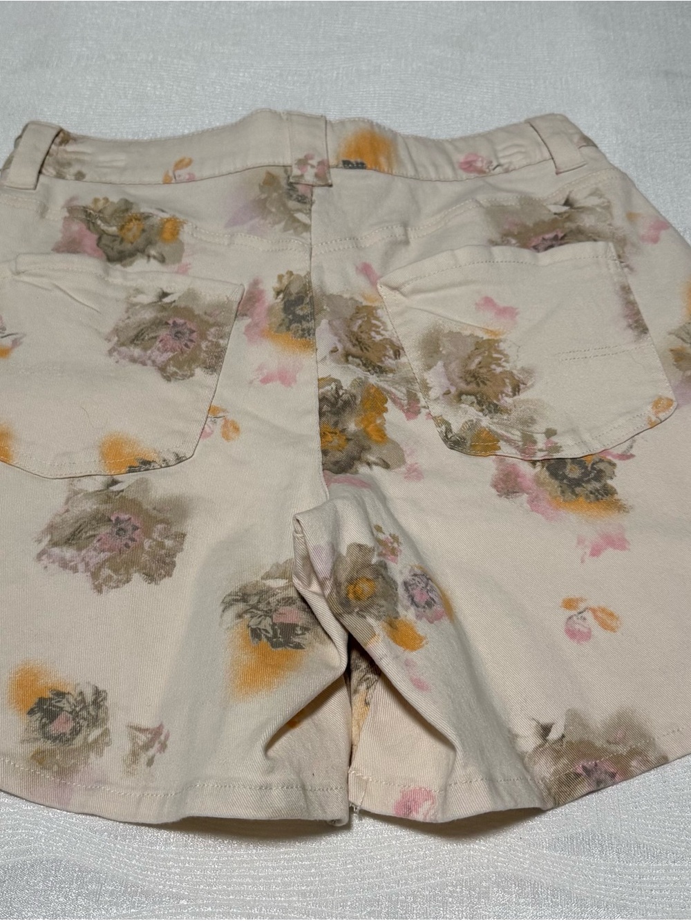 Democracy Cream Floral Bermuda Shorts with Pink & Yellow Accents